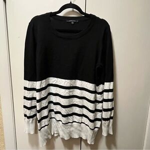 Cyrus Black and White Striped Crew Neck Sweater